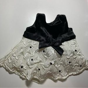✳️Build-A-Bear Dressy Dress Black Velvety Cream Sequin Bow Fancy Special ✳️